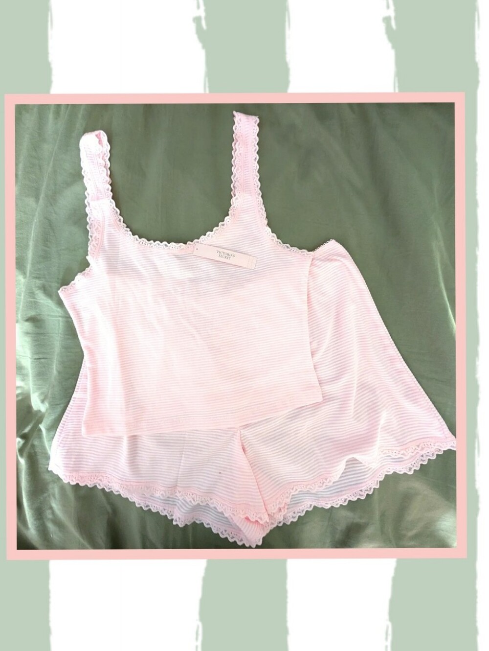 NWT Victoria's secret Pink Lace-Trim Cami And Shorts Sleep Set, Size Medium